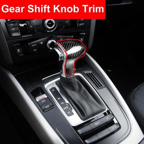 Car Styling Real Carbon Fiber Gear Shift Knob Cover Trim Sticker Shifter For Audi A4L A5 A6L S6 A7 S7 Q5 Q7 2012-2018 Decoration