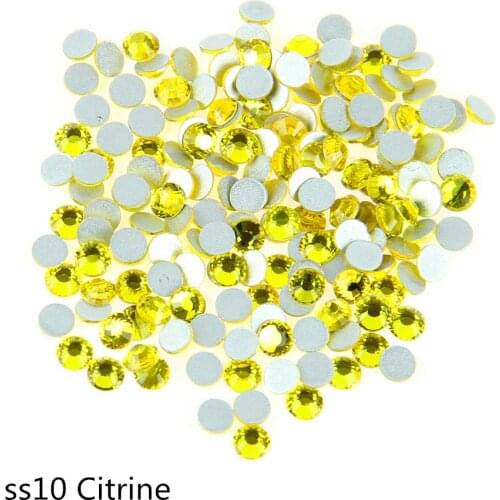 Free Shipping SS10, 2.7MM, Citrine Color,1440pcs/Bag, Crystal Non Hot Fix Stone For DIY Cell Phone&Nair Arts