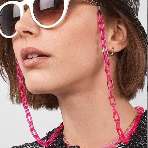Trendy Punk Style Light Weight Acrylic SunglassChain 5 Candy Colors Roseo Link Chain Accessories for Women Fashion Jewelry Chain