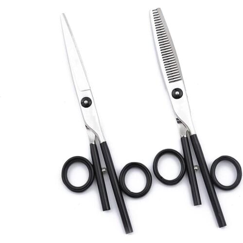 Black 440C 6.0" Japan Barber Scissors Professional Hair Cutting Thinning Barber Shears Hairdressing Scissors Hair Styling Tool
