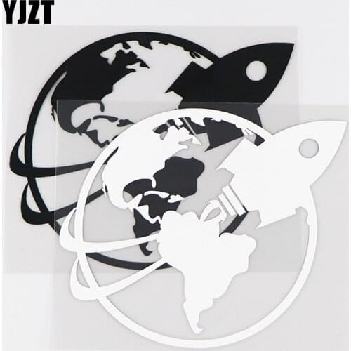 YJZT 14.2×12CM Beautiful Rocket Launch In Space Astronomy Interesting Decorative Vinyl Decal Car Sticker Black / Silver 10A-0440