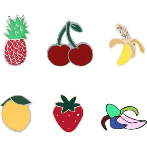 Banana Cherry Apple Strawberry Lemon Enamel Pins Cartoon Fruit Brooches Button Badge Gifts for friends Clothes Jackets Lapel Pin