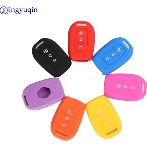 Jingyuqin 10p 3 Buttons Silicone Remote Key Fob Case Cover For Renault Duster Sandero Logan Clio Captur Laguna Scen 2015