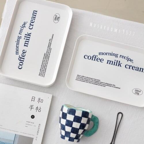 Korean Style Niche Coffee Shop Letter Melamine Tray Simple Breakfast Plate Fruit Coffee Bread Cup Tray Desktop Storage Tray