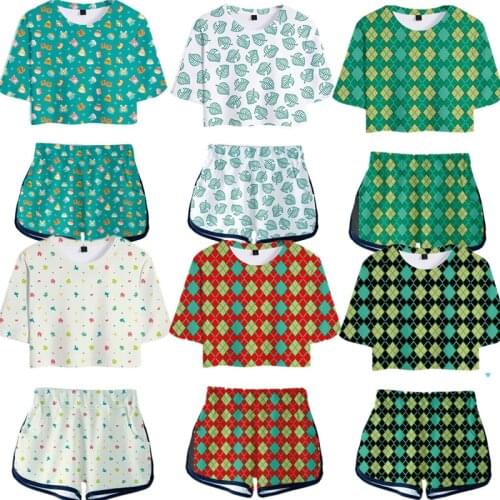 Game Crossing Cosplay Costume Shirts Animal T-Shirt Top Shorts Suits Womens Sets New Horizons Short Sleeve Tees Sportswear Girl