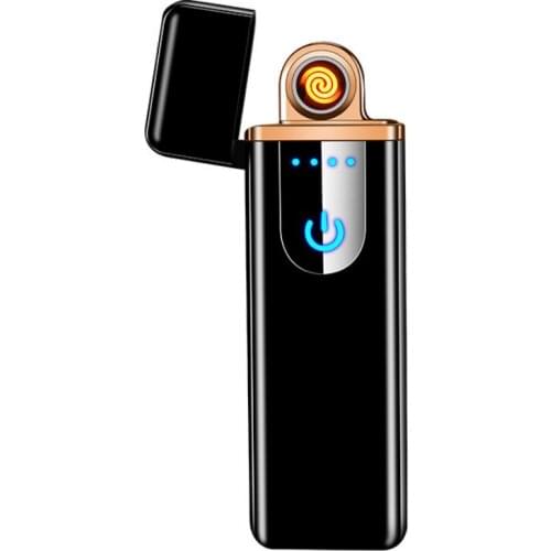 Creative mini fingerprint Touch-sensitive Usb plasma Rechargeable electric Metal lighter igniter（1 random color , no box