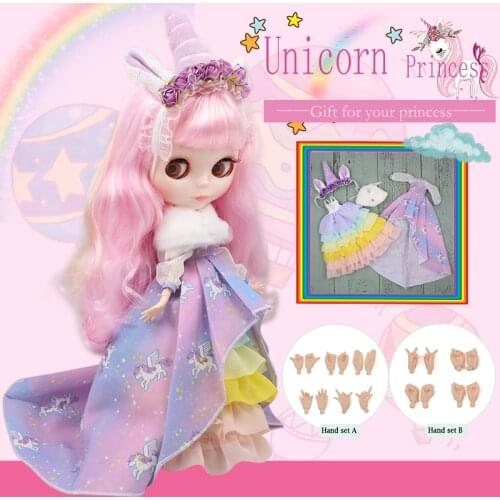ICY DBS Blyth doll Unicorn Maiden Combination Including the doll and clothes and hand set AB princess dressing 1/6 bjd