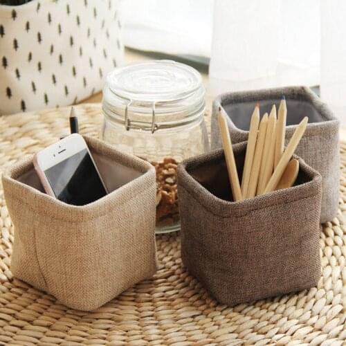 Small Small Linen Stationery Desk es Cloth Art Groceries Message Props Fashion w22 Little Student Supply Case Pen Holder