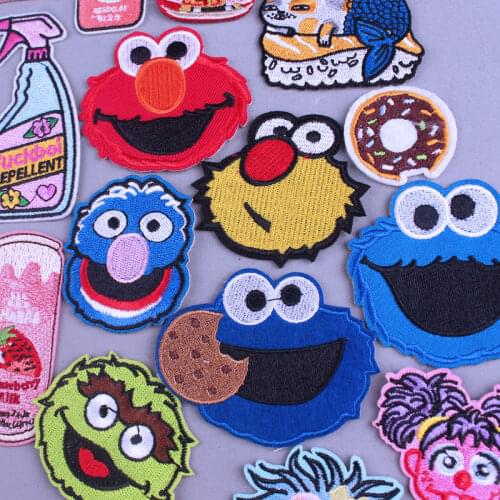 Cartoon Patch Sesame Street Iron On Patches For Clothing Baby Cloth Childs Patches On Clothes Kids Patch Applique Anime Stripe