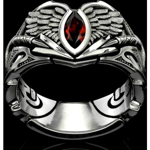 New fashion mens ring creative retro red zircon horse eye ring punk retro mens ring gift for men anillos кольцо мужское