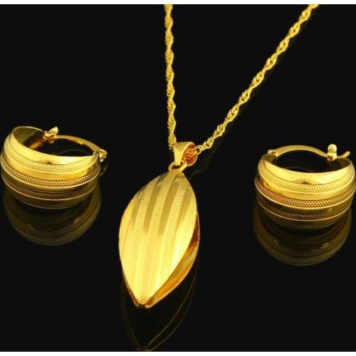 New Ethiopian Jewelry Set 22K Gold Color Necklace/Pendant/Earring Jewelry African/Nigeria/Arabic Bridal Wedding Jewelry Sets
