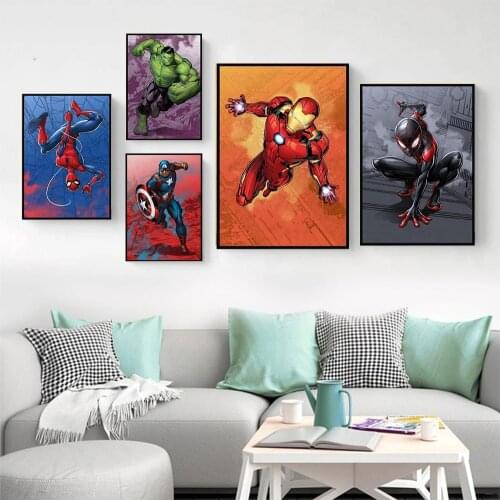 Marvel Avengers Superhero Spiderman Poster Canvas Painting Wall Printing HD Pictures Home Decoration Birthday Gift Toys