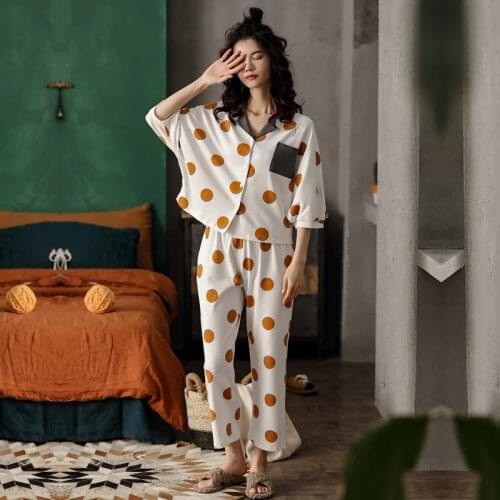2PCS Sleepwear Womens Pajama Sets New Cotton Pijama With Pockets Pyjama Femme Quality Ladies Home Suit Clothes For Home