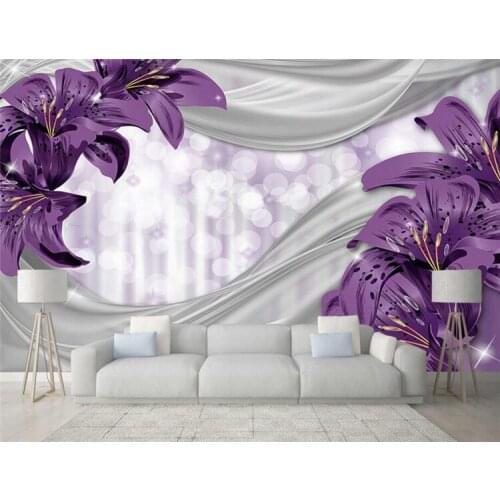 Custom 3d wall paper American lily flower silk garden fresco sofa living room bedroom TV backdrop home decoration