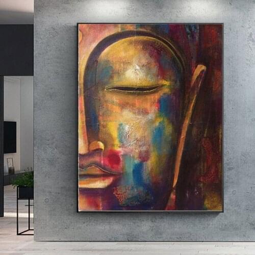 Half Face Buddha Oil on Canvas Painting Posters and Prints Scandinavian Wall Art Picture Cuadros for Living Room Home Decor