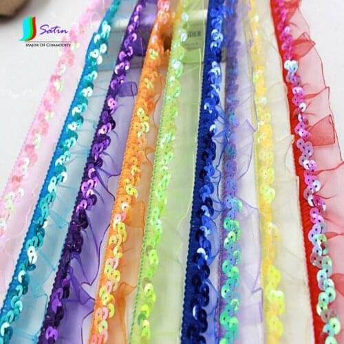 Colorful Cloth Fungus Sequins Elastic Lace For DIY Net Yarn Curtain/Sofa Decoration Accessory,Clothes Decorated Material S0056J