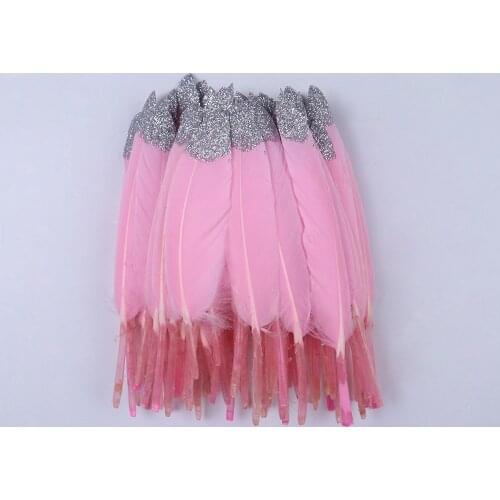 Top Spray Sliver Hard Natural Goose Feathers For Crafts 4-6Inch/10-15Cm Diy Jewelry Wedding Decoration Plumes Wholesale 10Pcs