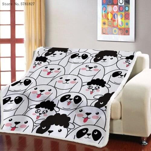 Dog Cat Rabbit Sherpa Blanket 3D Print Cartoon Animal Throw Blanket Home Custom Funny Fleece Blanket For Home Fluffy Blanket