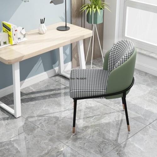 Nordic light luxury dining chair backrest home net red ins nail art chair modern simple houndstooth makeup vanity stool