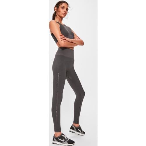 Trendyol Anthracite Seamless Jacquard High Waist Sports Leggings TWOAW20TA0068