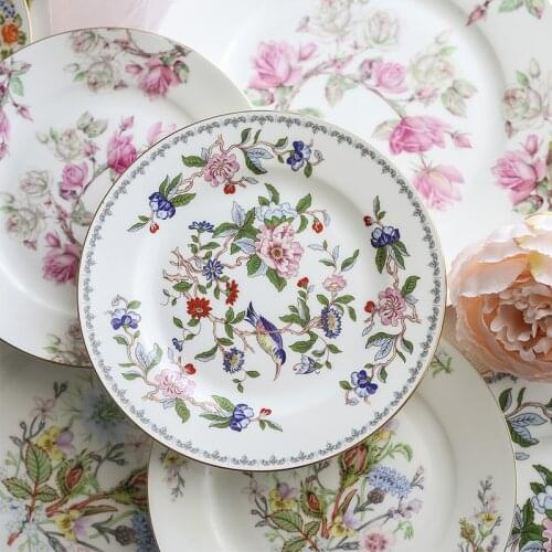 Bone Porcelain Western Food Plate SetLdyllic Style Steak Flat Plate Tableware Ceramic Disk Home Hotel Model Room Decoration