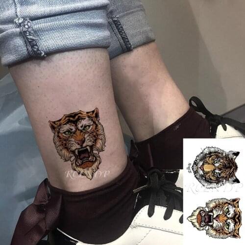 Waterproof Temporary Tattoo Sticker Tiger King Head Big Animal Color Fake Tatto Flash Tatoo Small Body Art for Kids Men Women