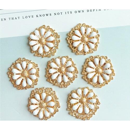 10 Pieces/Lot 24 mm Metal Flower Handmade Glaze Crafts DIY Accessories For Jewelry