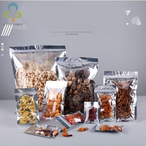 100Pcs/lot Thicken Transparent Top Feed Foil Zip lock Bags Food Pouch Mylar Aluminum Foil Bags Tea Pouches Food Storge Bag YJN