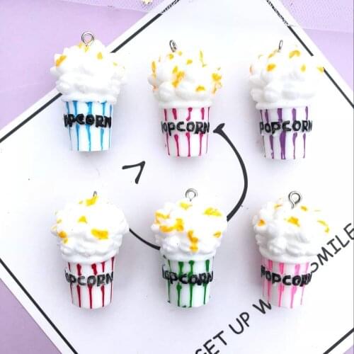 3D 32*22mm resin popcorn charms very cute keychain pendant necklace pendant for DIY decoration