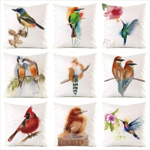 45cm*45cm **Birds** Inimitated Silk Fabric Throw Pillow Covers Couch Cushion Cover Home Decorative Pillows Pillow Case