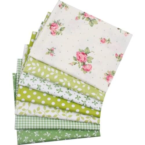 7pcs 50x40cm Green Floral Series Printed Cotton Fabric For Patchwork ,Sewing Quilting Fabrics Bundle,DIY Cloth