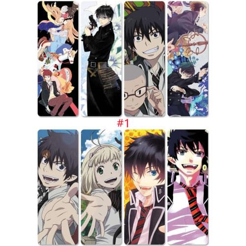 8pcs/set Anime Ao No Exorcist PVC Bookmarks Cards of Okumura Yukio Suguro Ryuuji Mephisto Pheles