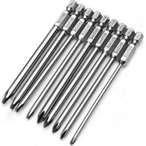 9pcs 100mm Magnetic Long Hex Cross Head Screwdriver Bits