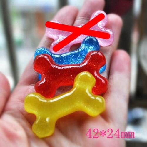 Diy Craft Hair Accessory 20Pcs Mixed Flat Back Resin Cabochon Gilitter Dog Bones