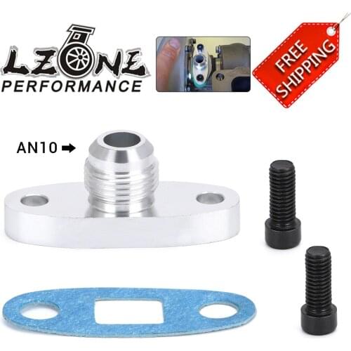 Aluminum AN10 MaleTurbo Oil Feed Inlet Flange Adapter Kit w/Gasket For For T3 T4 T04 GT30-GT55 JR-OG33
