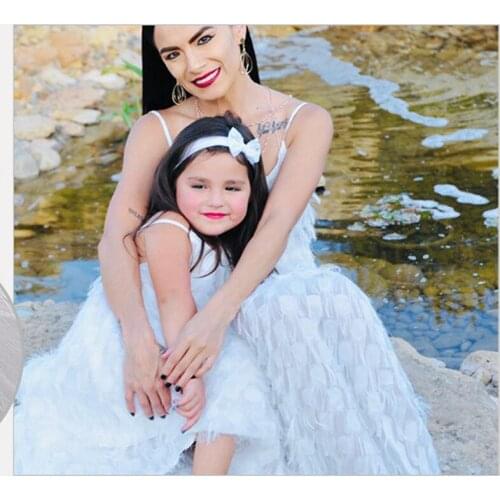 Fashion Aatching Bohemian Chiffon Sleeveless Sling Dress Mother And Daughter Parent-Child Family Matching Outfit