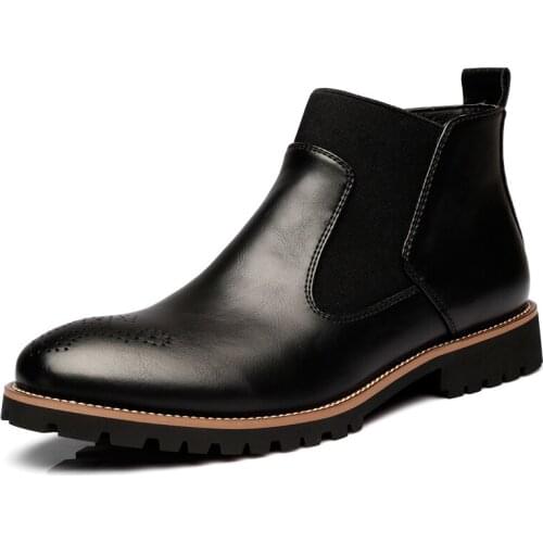 XPAY Autumn Winter Genuine Leather Ankle Chelsea Boots Men Shoes With Fur warm Vintage Classic Male Casual Motorcycle Boot