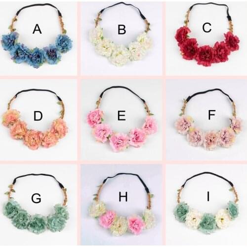 Boutique Newborn Baby Flower Wreath Elastic Kids Garland Hairband Cute Princess Hair Accessories Children Birthday Gifts