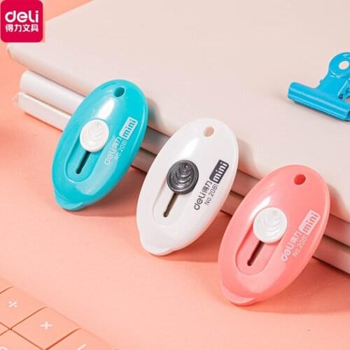 Deli Mini Utility knife Mini Portable Paper Cutter Cutting Paper Razor Blade Office Stationery Cutting Supplies for Office