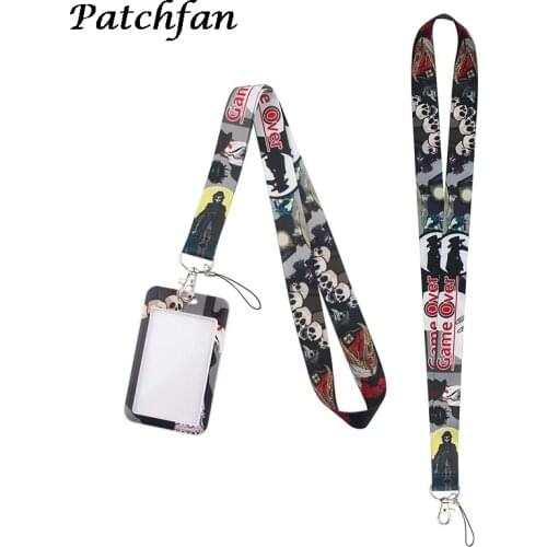 AD397 Patchfan Cartoon Punk Card Holder ID Holder Bus Card Holder Staff Card With Lanyard