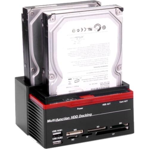 New Multifunction Dual Slot 2.5/3.5inch IDE SATA SDD HDD Docking Station Card Reader