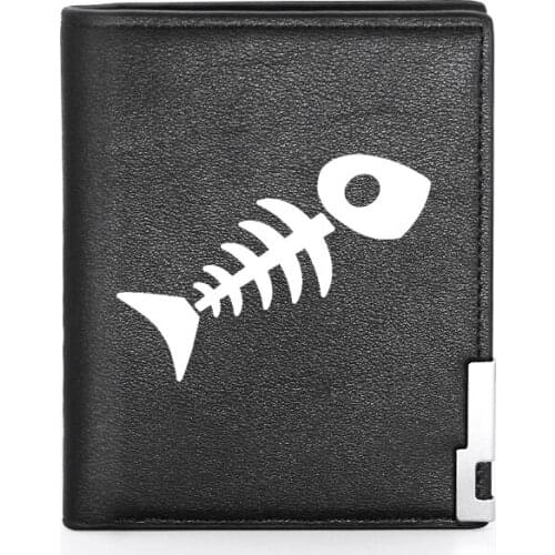 Steampunk Fish Skeleton Leather Men Wallet Classic Credit Card Holder Short Purse