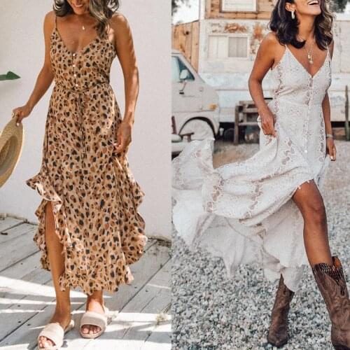 Summer Dress Women Bikini Cover Up Long Dress Chiffon Dresses Lady Beach Ruffles Dress V Neck Boho Dress Sexy Maxi Beach Coverup