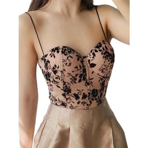 Hot Selling Women’s Sexy V-neck Camisole Fashion Embroidered Backless Exposed Navel Suspender Tops Streetwear