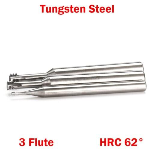 M1 M1*0.25 M1x0.25 M1.2*0.25 M1.2x0.25 0.25 Pitch Tungsten Alloy HRC62 3 Flute Micro CNC Cutting Tool Thread Mill Milling Cutter