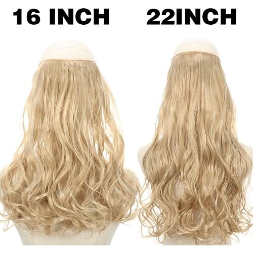 MERISIHAIR Halo Hair Extensions Synthetic No clips in Ombre Blonde Black Synthetic Natural Invisible Line False Hair Piece
