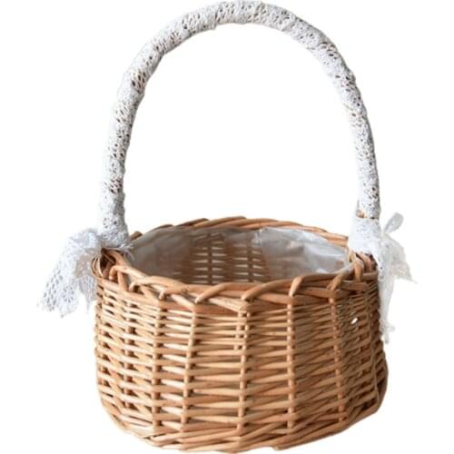 Flower Baskets Reusable Hand-Woven Natural For Kids Small DIY Rattan Photo Props Home Decor Household Storage