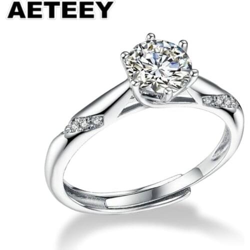 Moissanite ring 925 sterling silver classic six-claw gold-plated 1ct Fine Jewelry Wedding Engagement Romantic Cute Ring JF-05