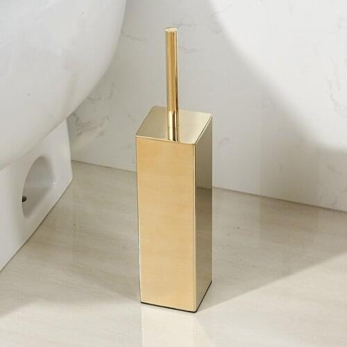 Gold Creativer Free Stand Polish Toilet Brush Holder Set Toilet Bowl Brush Stainless Steel Brushed Gold Bathroom Accessories