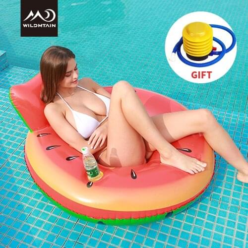 Adult Buoyancy Inflatable Swimming Ring with Backrest Pineapple Lemon Watermelon Floating Swimming Circle Water Float Bed Beach